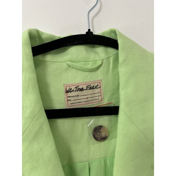 NWT Free People Green Light Lime Bright Young Things Linen Vest Size L Old Money - Picture 5 of 11